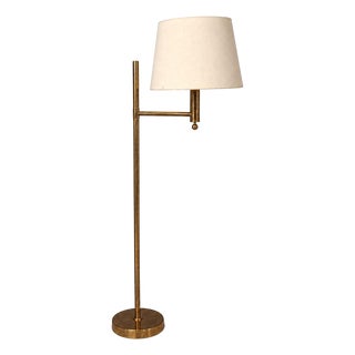 1960s Bergboms, Swedish Modern, Floor Lamp, Brass, Fabric For Sale