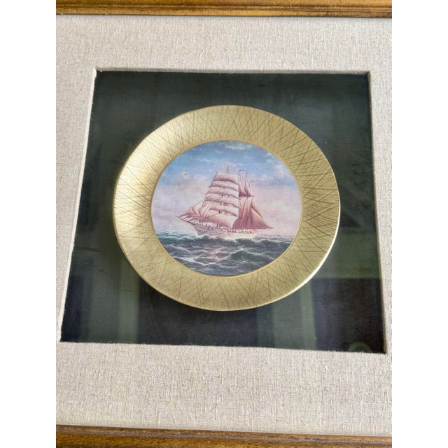 Nautical 1990s Collector Plates of Clipper Ships in Heavy Frame With Glass, Each in a Shadowbox For Sale - Image 3 of 9