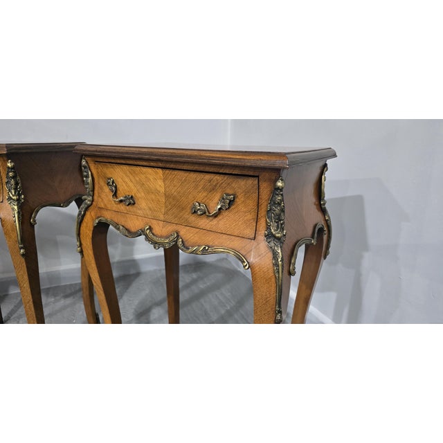 Brown French Bedside Lamp Tables, 1920, Set of 2 For Sale - Image 8 of 14