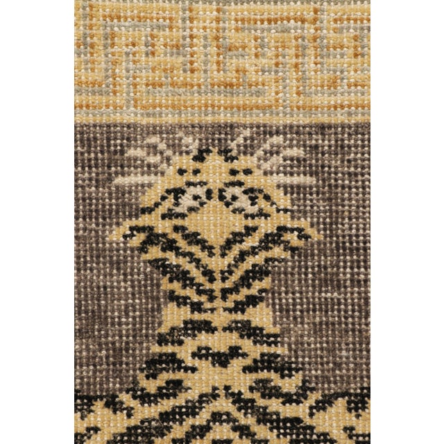 Rug & Kilim’s Modern Tiger Skin Accent Pictorial Rug in Gray, Beige and ...