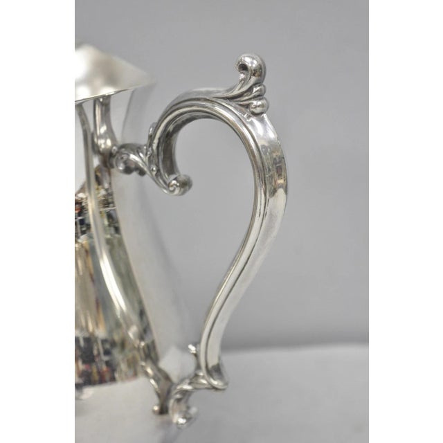 Vintage Wm Rogers Victorian Silver Plated Bulbous Footed Ice Lip Water Pitcher For Sale - Image 9 of 13