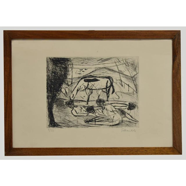 Image dimensions: 20.5 x 27 cm. The Rest is a black and white etching realized by Nazareno Gattamelata in the second half...