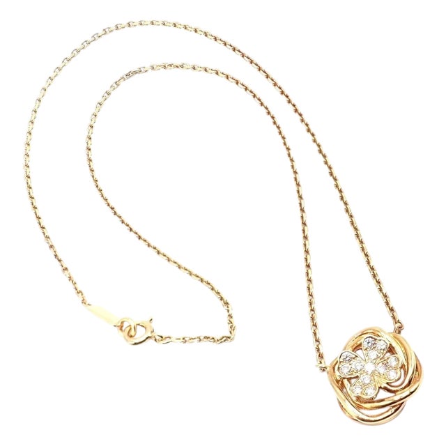 Chanel 4 Leaf Clover Gold Diamond Pendant Link Chain Necklace For Sale