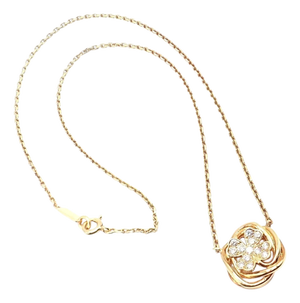 Chanel 4 Leaf Clover Gold Diamond Pendant Link Chain Necklace