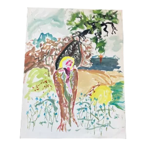 1970’s Original Outsider Art Abstract Watercolor Painting