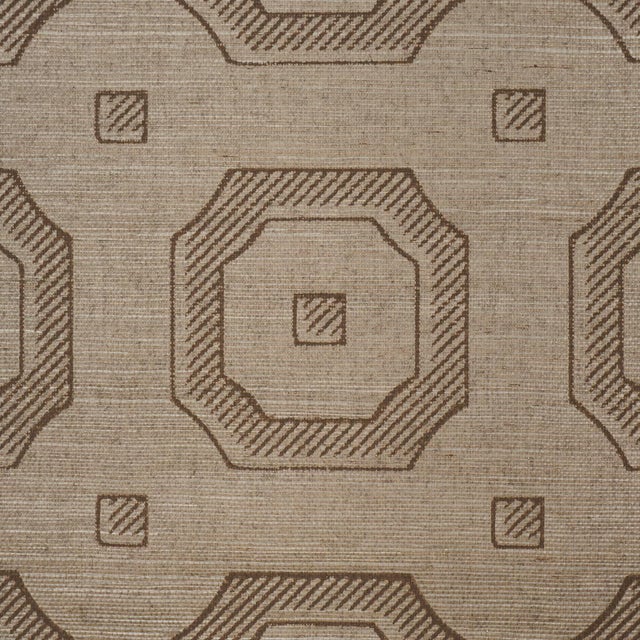 Schumacher SAMPLE - Schumacher Belveled Frame Sisal Wallpaper In Sepia For Sale - Image 4 of 4