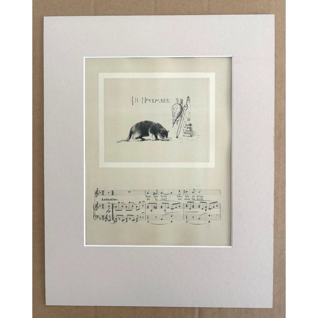 Realism Antique 1888 November Lullaby Sheet Music Print pub. by Prang 1n 11x14 Mat, EUC For Sale - Image 3 of 3