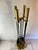 Mid 20th Century Modern Brass and Black Metal Fireplace Tool Set 4-Piece With Stand For Sale - Image 5 of 9