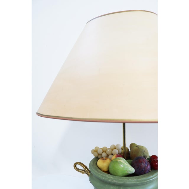 Metal Large Hollywood Regency Table Lamp with Fruit Bouquet, Italy, 1970s For Sale - Image 7 of 13