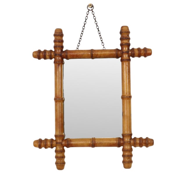 Antique Wooden Faux Bamboo Chinoiserie Mirror, 1890s For Sale - Image 14 of 14