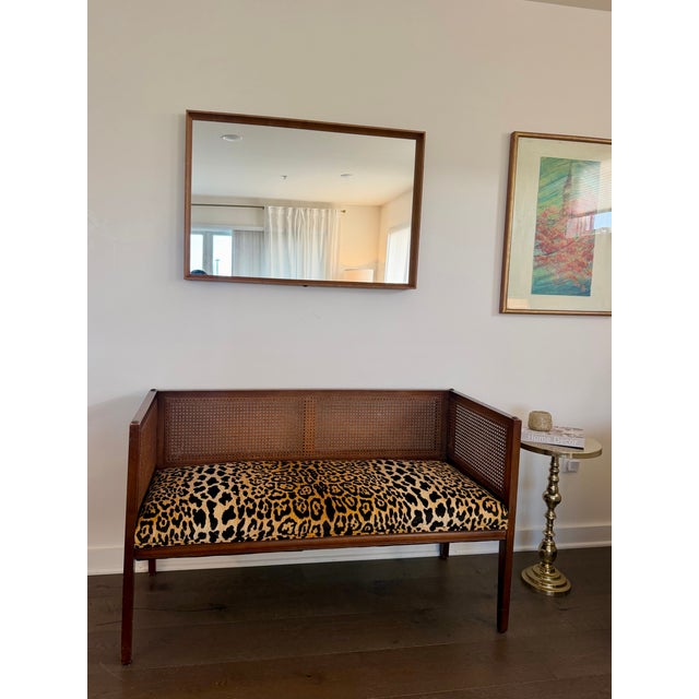 Mid-Century Modern Vintage Hollywood Regency Leopard Serengeti Bench For Sale - Image 3 of 6