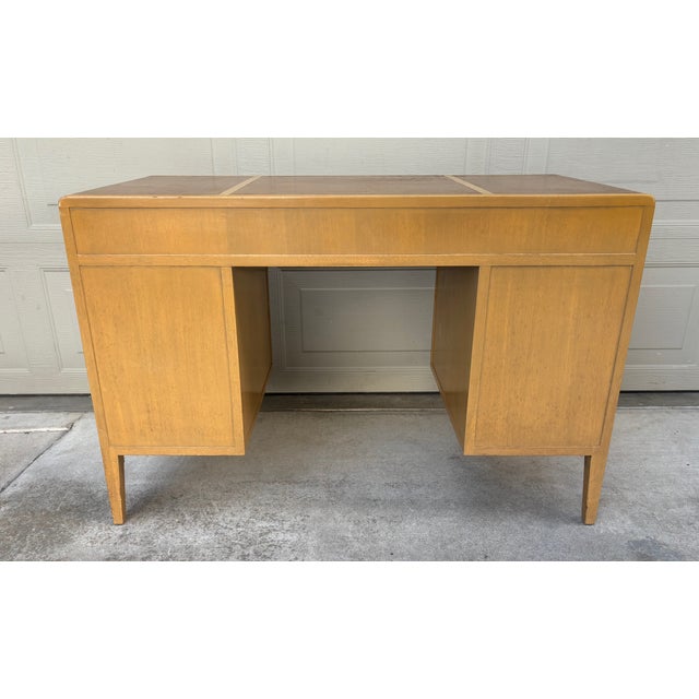 Rare Edward Wormley Dunbar Leather Top Waterfall Desk Mid Century Modern For Sale - Image 10 of 16
