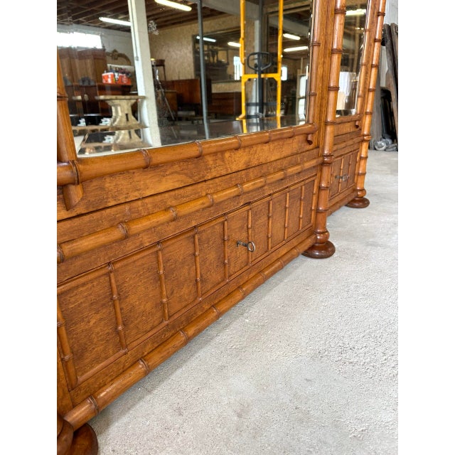 Antique Faux Bamboo Wardrobe with Mirror, Late 19th Century For Sale - Image 11 of 18