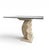 Sculptural shell-shaped console or table base with original glass top / faceted edge / Made of Mactan stone (fossil...