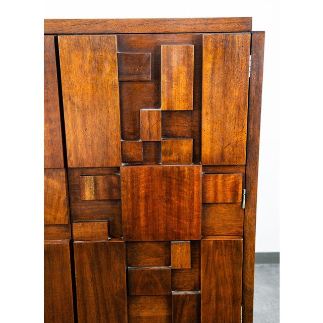 Wood Mid Century Modern Dresser Highboy Lane Mosaic Pueblo Brutalist 5 Drawer Wood For Sale - Image 7 of 13