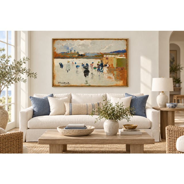 Traditional 1906 Vintage La Concha Beach Art Print by Joaquín Sorolla - 12" X 8" For Sale - Image 3 of 8