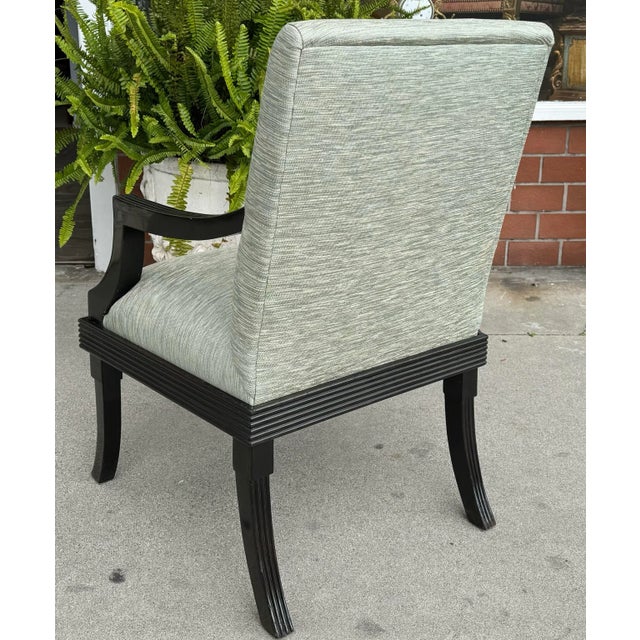 1990s Art Deco J. Robert Scott Black Lacquer Arm Chair For Sale - Image 5 of 6