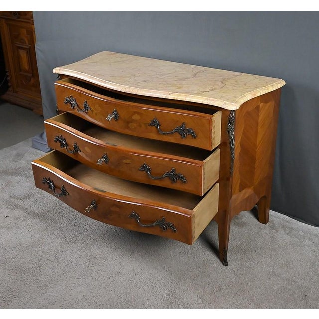 Louis XV Style Marquetry Commode, Late 20th Century For Sale - Image 15 of 18