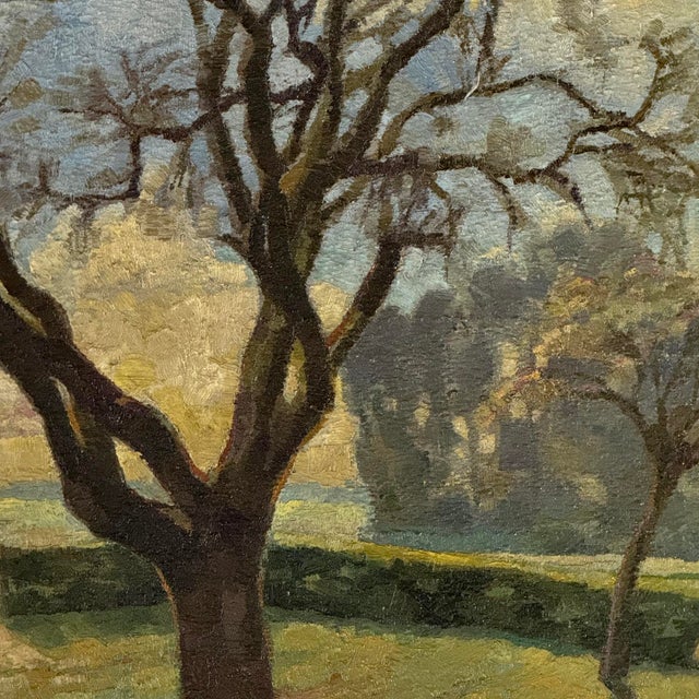 Framed Oil Painting on Canvas by Victor Mullie 'Farmyard Beneath the Trees' For Sale - Image 11 of 16