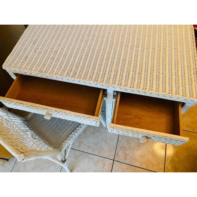 American Wicker Desk & Chair, Vintage For Sale - Image 3 of 18