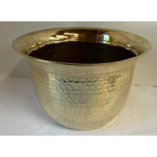 Mid-Century Modern Vintage Hammered Brass Planter For Sale - Image 3 of 9