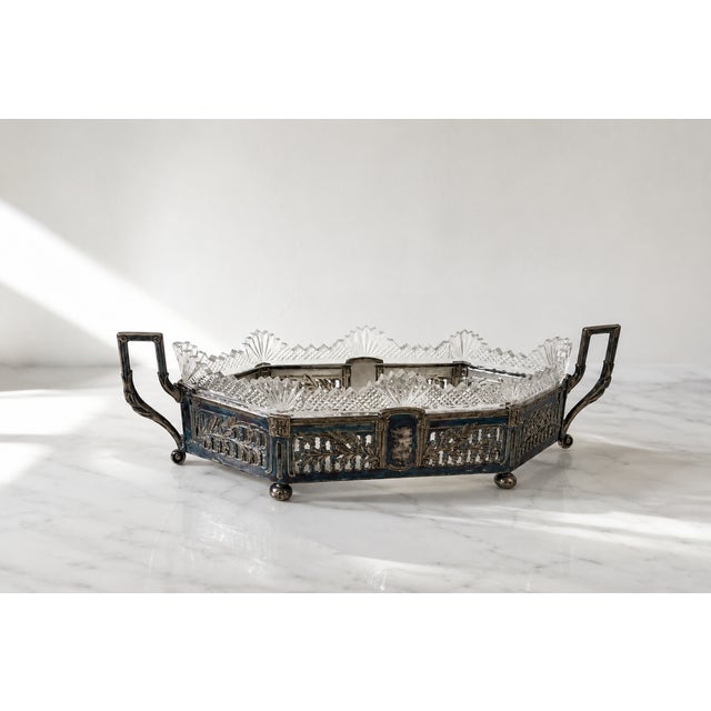 Art Nouveau French Silver-Plated and Cut-Glass Jardinière, 1900s For Sale - Image 3 of 13