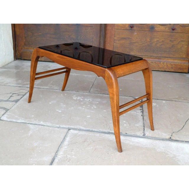 Beech and Black Opaline Coffee Table, 1950 For Sale - Image 6 of 9