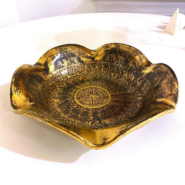 Stangl Pottery Black and Gold Flower Bowl For Sale - Image 9 of 9