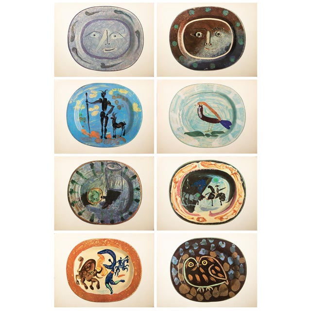 1950 Set of 8 Vintage Prints of Picasso's Ceramic Platters From Switzerland For Sale - Image 18 of 18