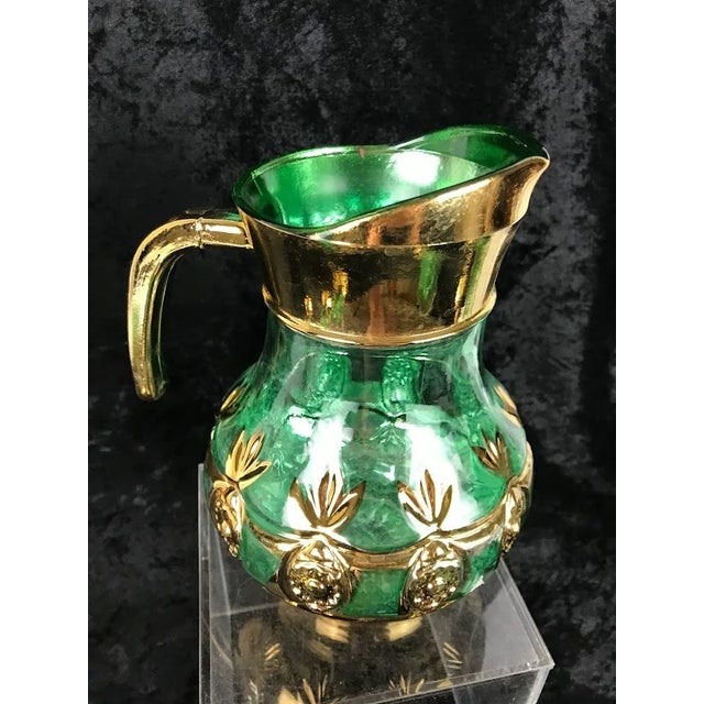 Vintage 1960s Italian Empoli Green & Encrusted Gold Pineapple Beverage Set - 7 Pieces For Sale - Image 4 of 9
