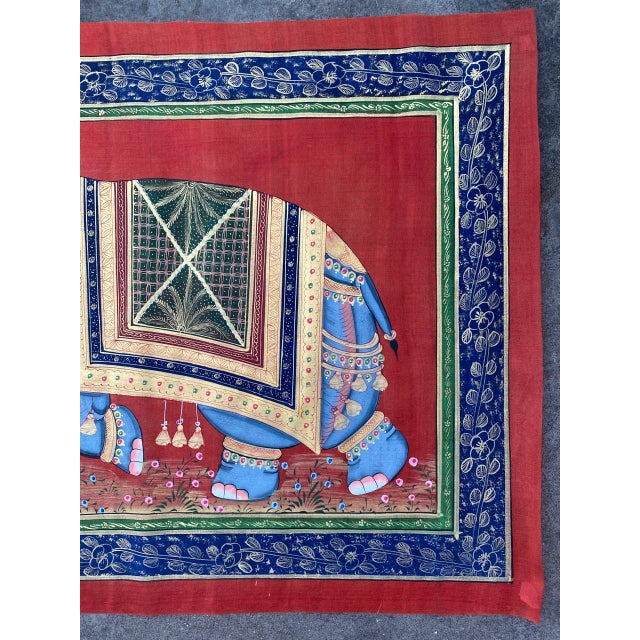 Textile Indian Vintage Elephant Painting For Sale - Image 7 of 8