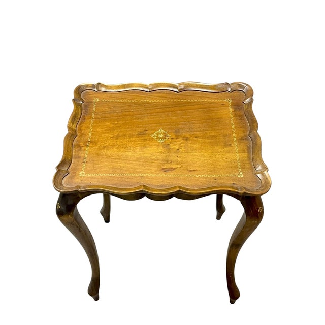 Vintage Franco Tacchi Florentine Italian Wood Set of 3 Nesting Tables For Sale - Image 9 of 17