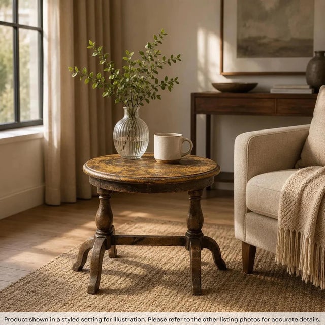 Dimesnions: 31" W x 22" D x 22" H Elevate your living space with this one-of-a-kind, vintage handmade oval table....