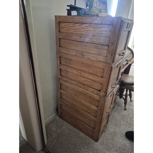 Early 20th Century Antique Oak 4-Drawer Vertical Filing Cabinet For Sale - Image 5 of 5