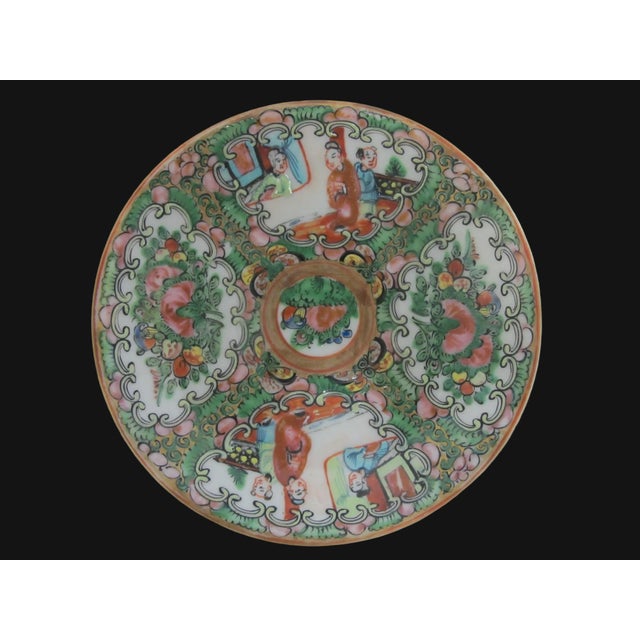 Chinese Export Famille Rose Medallion Porcelain Tea Cup & Saucer Set of 4 For Sale - Image 13 of 18