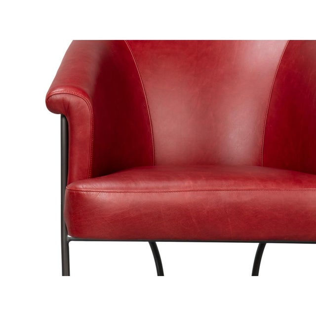 Red Leather Tub Chair For Sale - Image 10 of 11