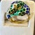 Blue & Green Enamel Snake Animal Cocktail Ring in 18 Karat Yellow Gold Size 5. Beautiful piece in excellent condition.
