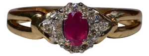 The Sidnee: Ladies 14K Ring set with Ruby and Diamonds