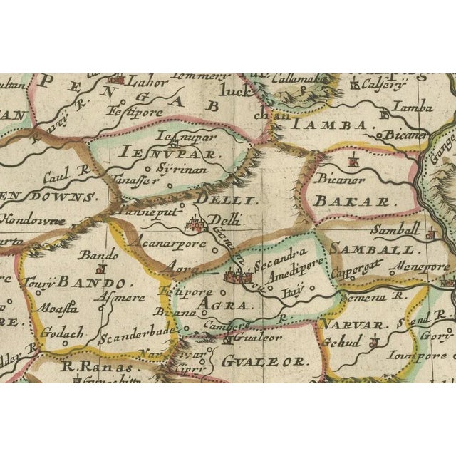 Antique Map Cartographic of Mughal Dominion, 1705 For Sale - Image 6 of 8