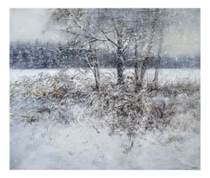Janis Zingitis, Heavy Snow, 2021, Oil on Canvas