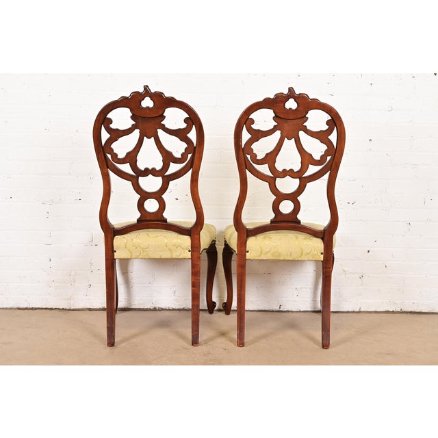Romweber Antique French Provincial Louis XV Carved Walnut Dining Chairs, Set of Four For Sale - Image 10 of 11
