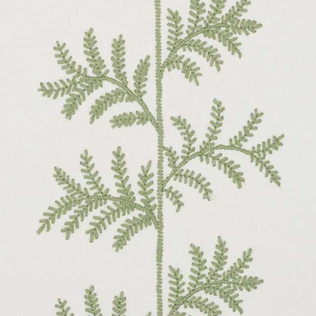 Contemporary SAMPLE - Schumacher Eloise Embroidery Wallpaper In Sage For Sale - Image 3 of 4