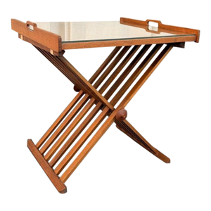 1960s Walnut Campaign Tray Table by Kipp Stewart and Stewart McDougal for Drexel
