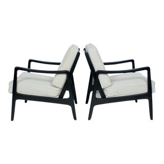 Early Ole Wanscher Ebonized Mahogany Lounge Chairs, 1950's - A Pair For Sale
