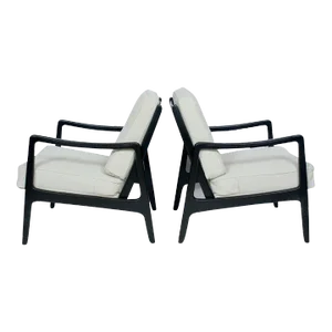 Early Ole Wanscher Ebonized Mahogany Lounge Chairs, 1950's - A Pair
