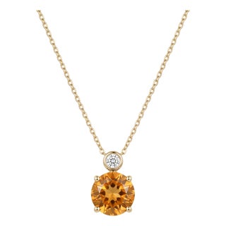 Dainty Citrine Solitaire Cz Necklace | November Birthstone Statement Necklace For Sale