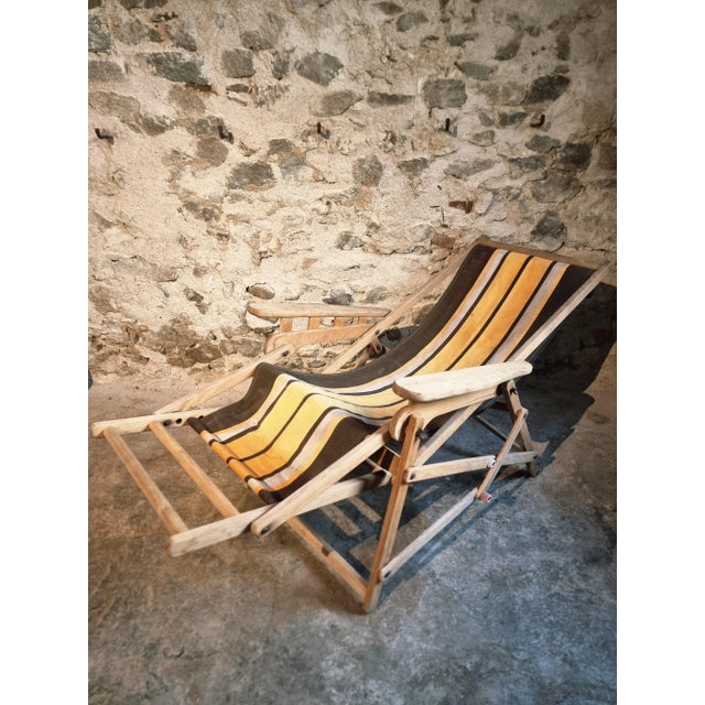 Vintage French Deck Chair in Beechwood, 1950s For Sale - Image 10 of 15