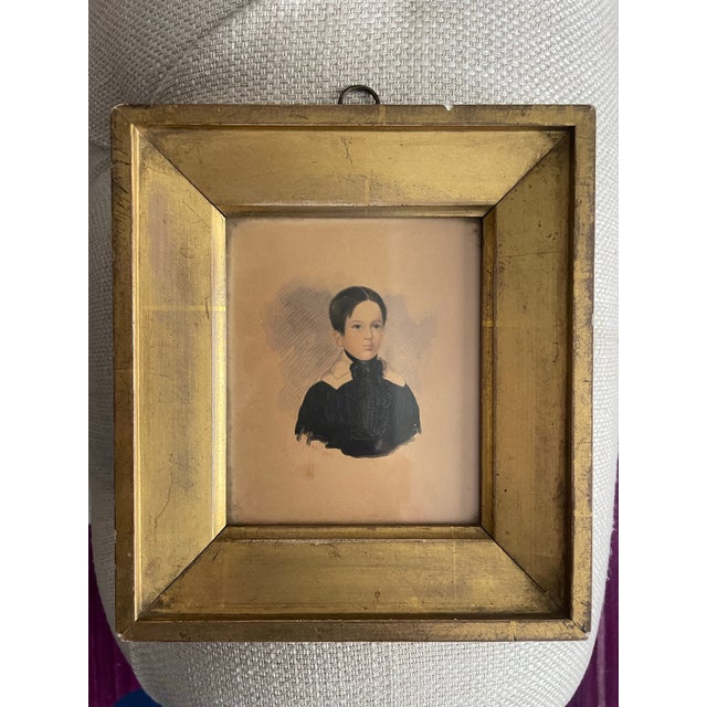 This adorable miniature portrait is a study of a boy. He has been done in graphite, gouache and watercolor, in its...