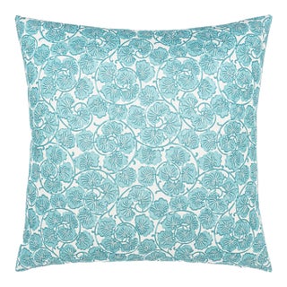 The House Of Scalamandré May Square Pillow In Turquoise For Sale