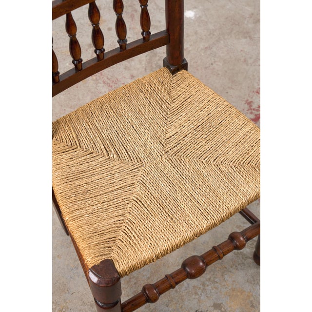 Early 19th Century English Oak Spindle Back Chair With Rush Seat For Sale - Image 9 of 9